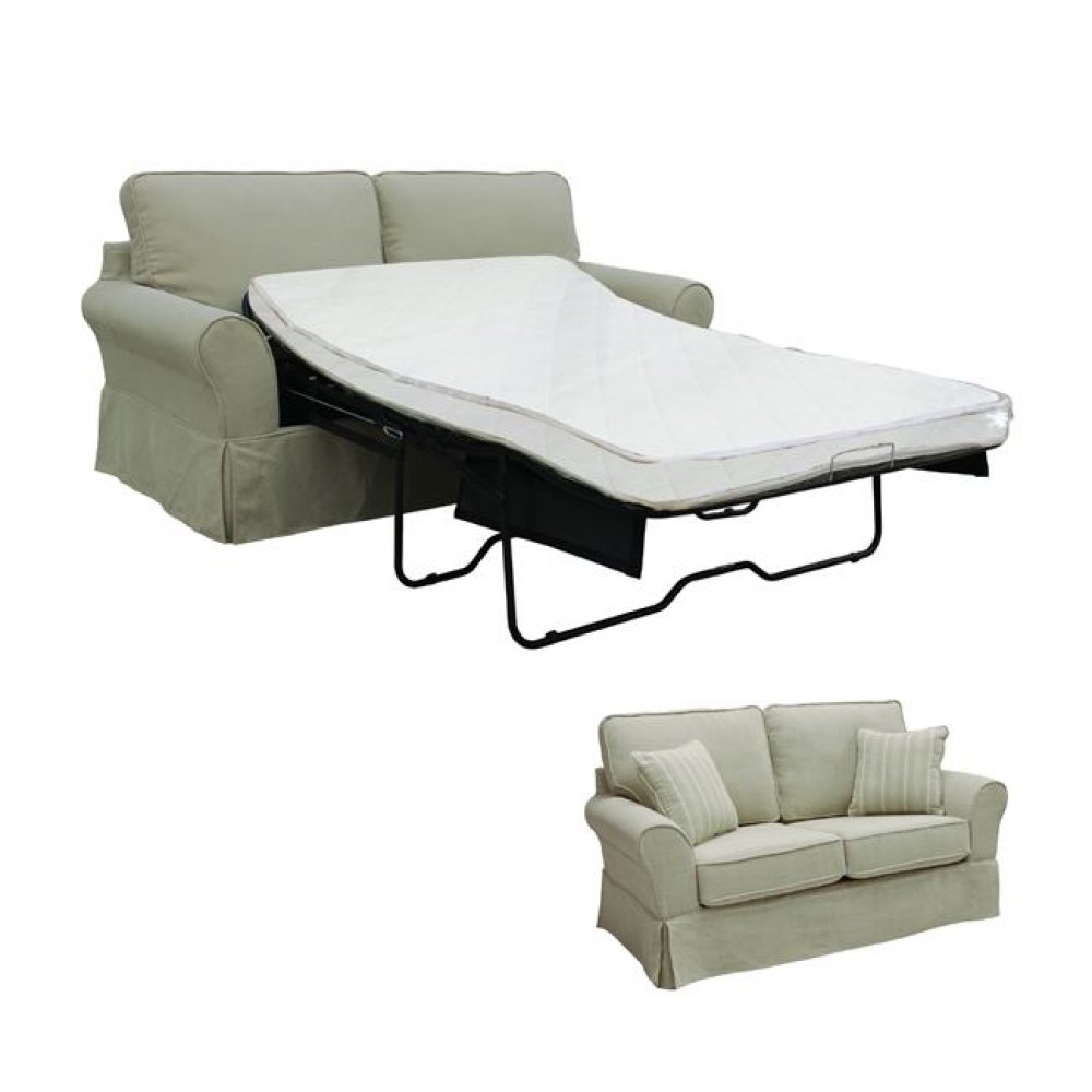 Καναπές-κρεβάτι "AURELIA" διθέσιος από ύφασμα σε μπεζ χρώμα 205x90x93