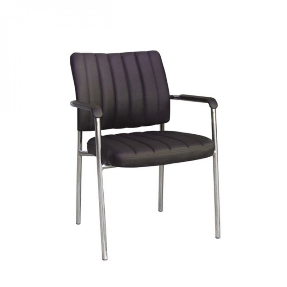 Πολυθρόνα επισκέπτη "DENIM" χρωμίου από τεχνόδερμα σε σκούρο καφέ χρώμα 45x46x79