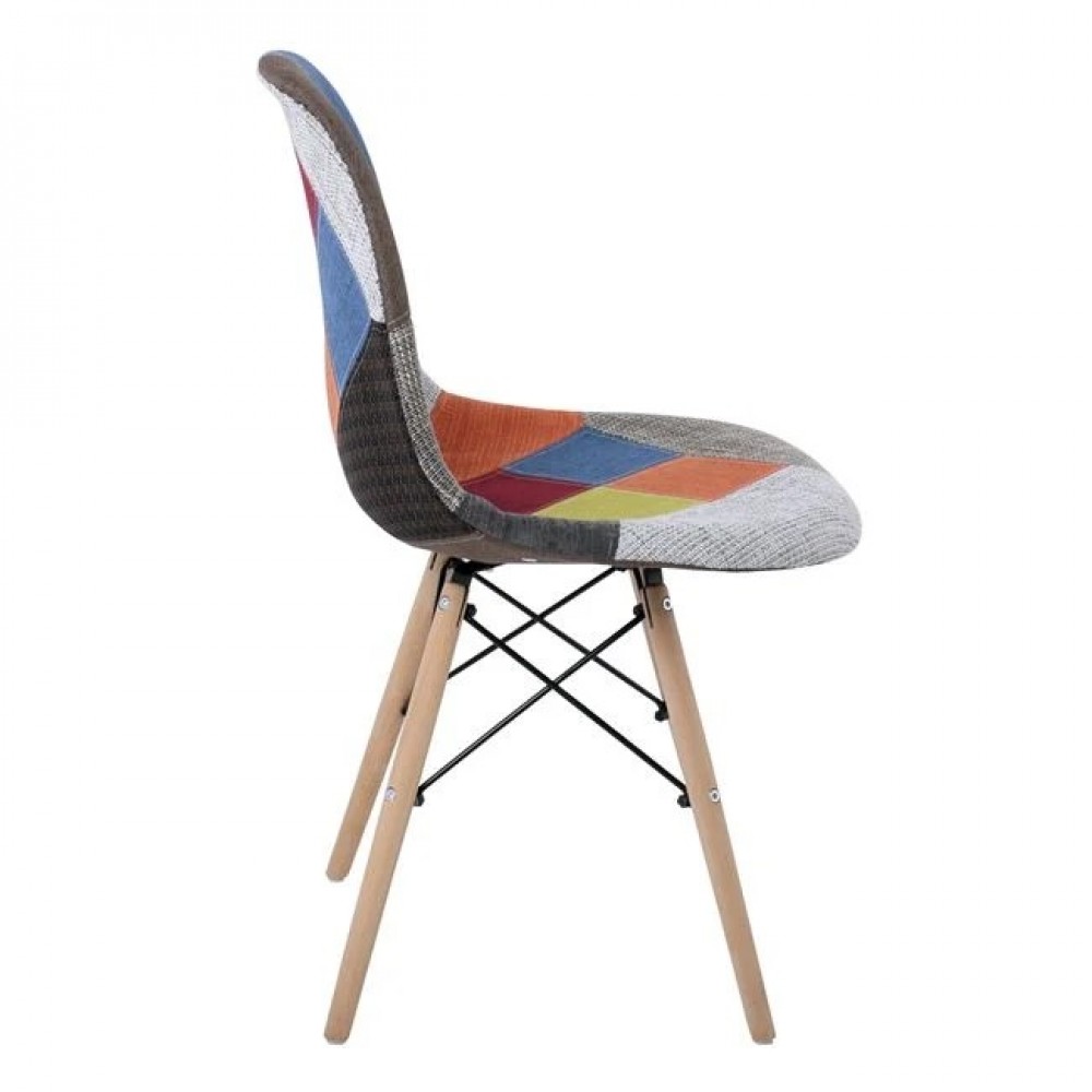 Καρέκλα "ART Wood" πολυπροπυλενίου-ύφασμα patchwork 47x54x82