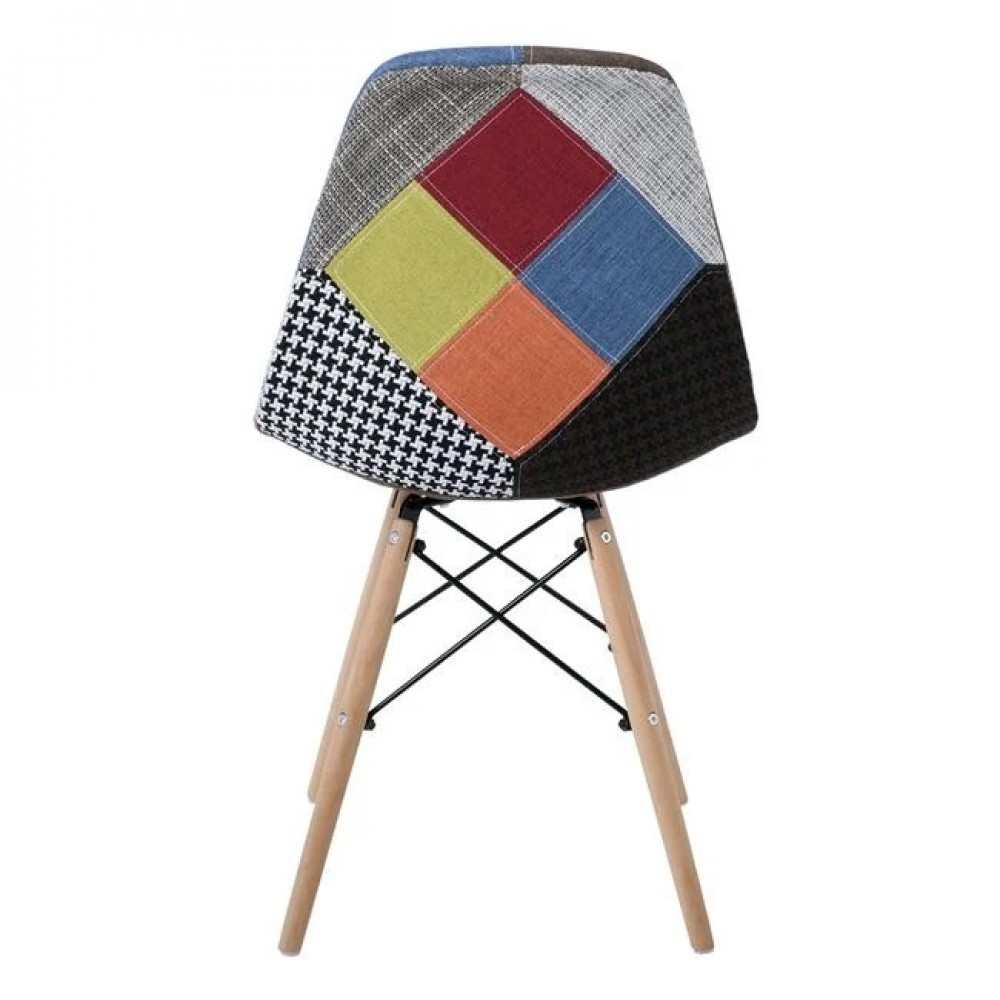 Καρέκλα "ART Wood" πολυπροπυλενίου-ύφασμα patchwork 47x54x82
