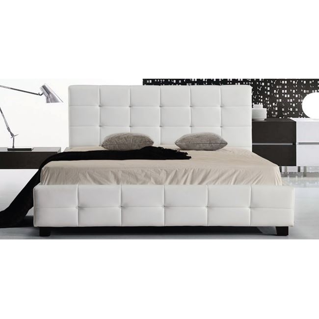 Κρεβάτι "FIDEL" διπλό απο τεχνόδερμα σε λευκό χρώμα 168x215x107