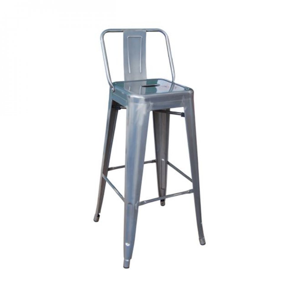 Σκαμπώ μπαρ "RELIX" με πλάτη σε φυσικό μεταλλικό χρώμα 43x43x100