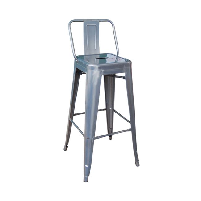 Σκαμπώ μπαρ "RELIX" με πλάτη σε φυσικό μεταλλικό χρώμα 43x43x100