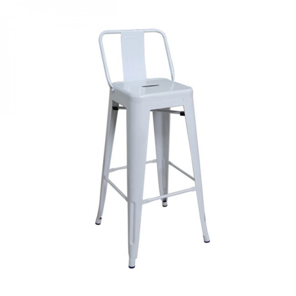 Σκαμπώ μπαρ "RELIX" με πλάτη μεταλλικό σε λευκό χρώμα 43x43x100