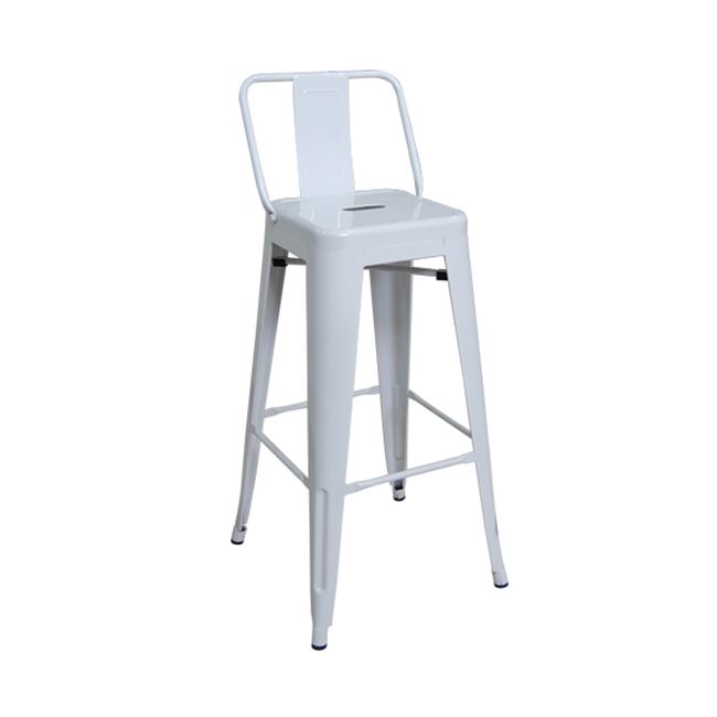 Σκαμπώ μπαρ "RELIX" με πλάτη μεταλλικό σε λευκό χρώμα 43x43x100