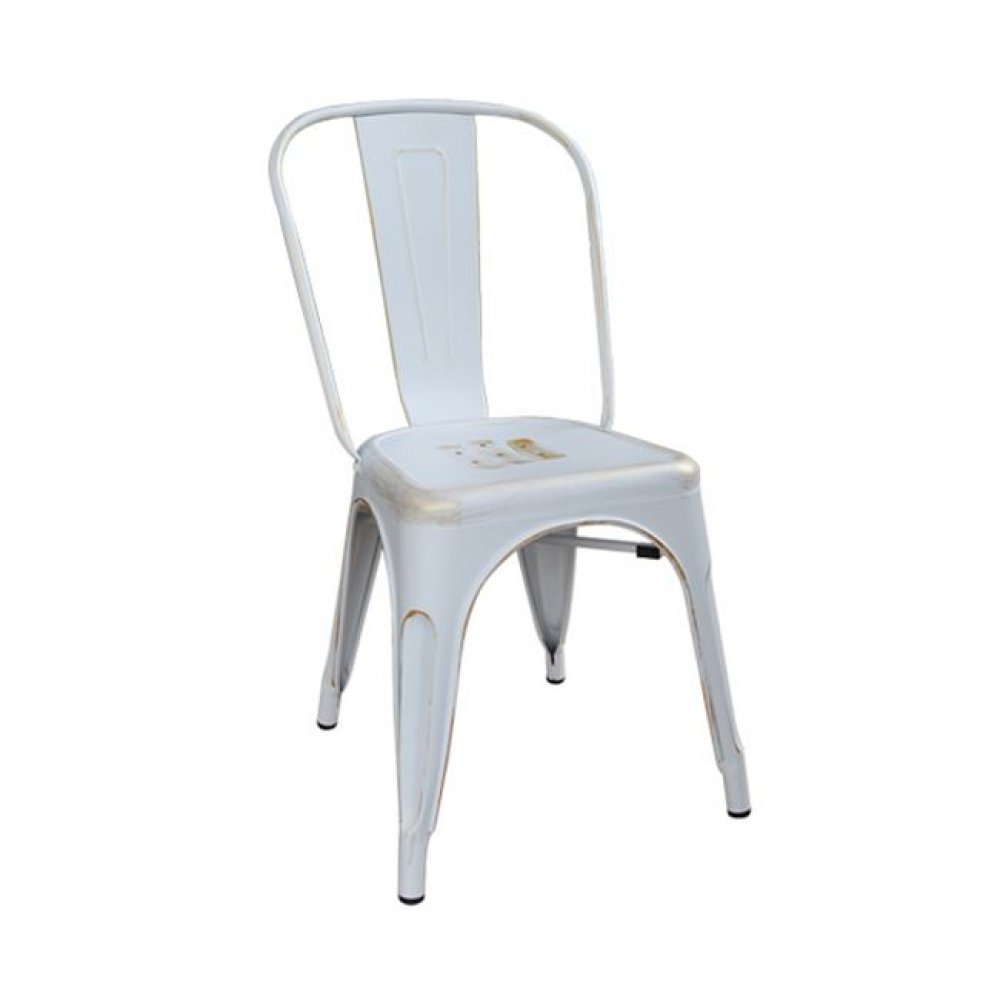 Καρέκλα "RELIX" μεταλλική σε χρώμα λευκό-χρυσό 45x51x85