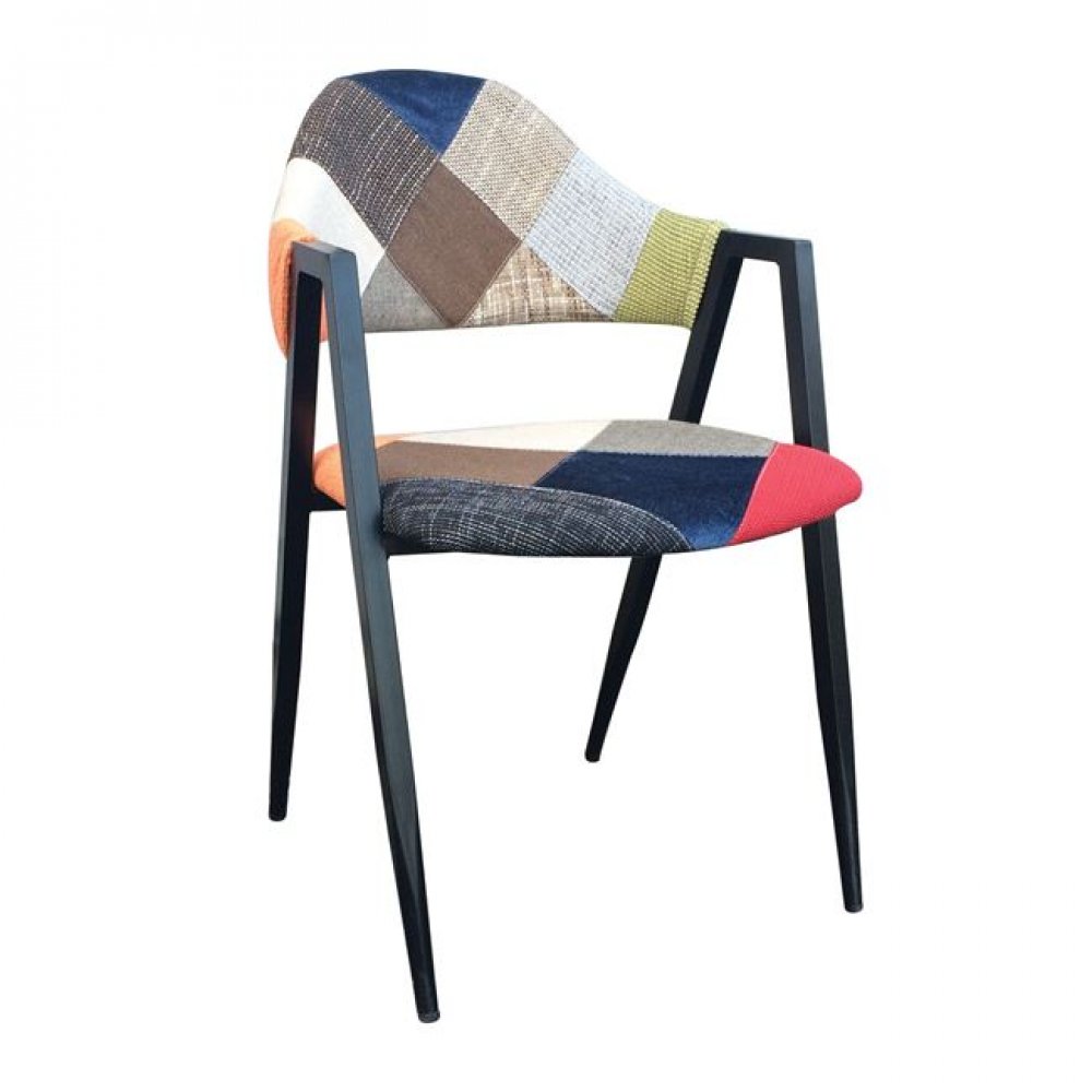 Πολυθρόνα "DELTA" μεταλλική μαύρη ύφασμα patchwork 50x55x80