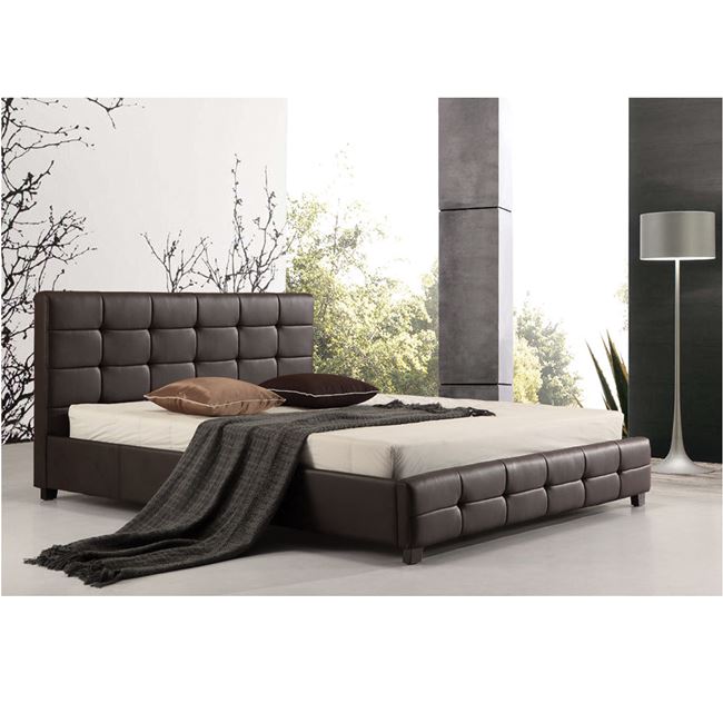 Κρεβάτι "FIDEL" διπλό από τεχνόδερμα σε σκούρο καφέ χρώμα 168x215x107