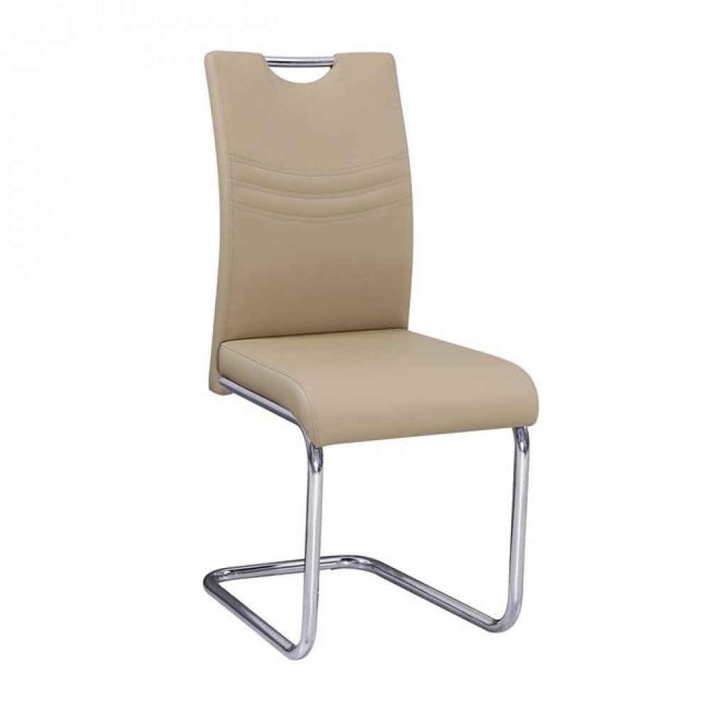 Καρέκλα "CROFT " χρωμίου-τεχνόδερμα σε χρώμα ταμπά 43x58x97