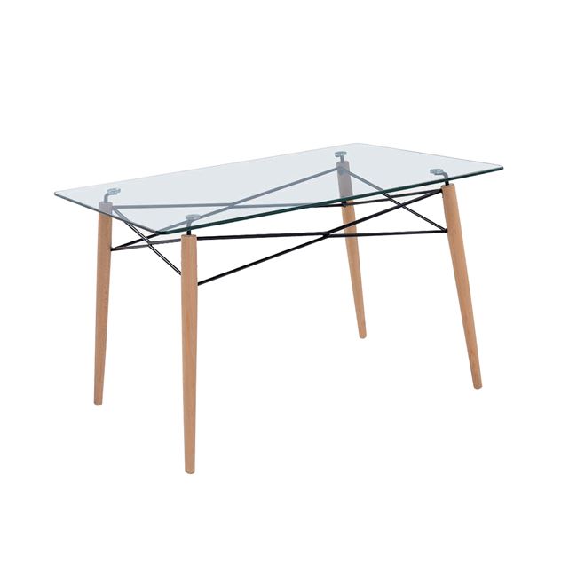 Τραπέζι "ART Wood" σε χρώμα φυσικό με γυάλινη επιφάνεια 120x80x74