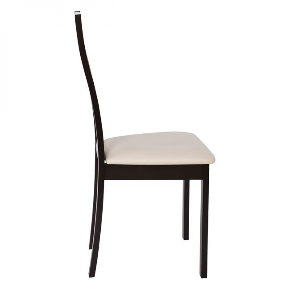 Καρέκλα "MILLER" ξύλινη-pvc σε σκούρο καρυδί-εκρού χρώμα 45x52x97