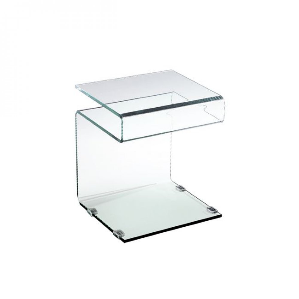 Τραπεζάκι βοηθητικό "GLASSER"  γυάλινο 42x38x48