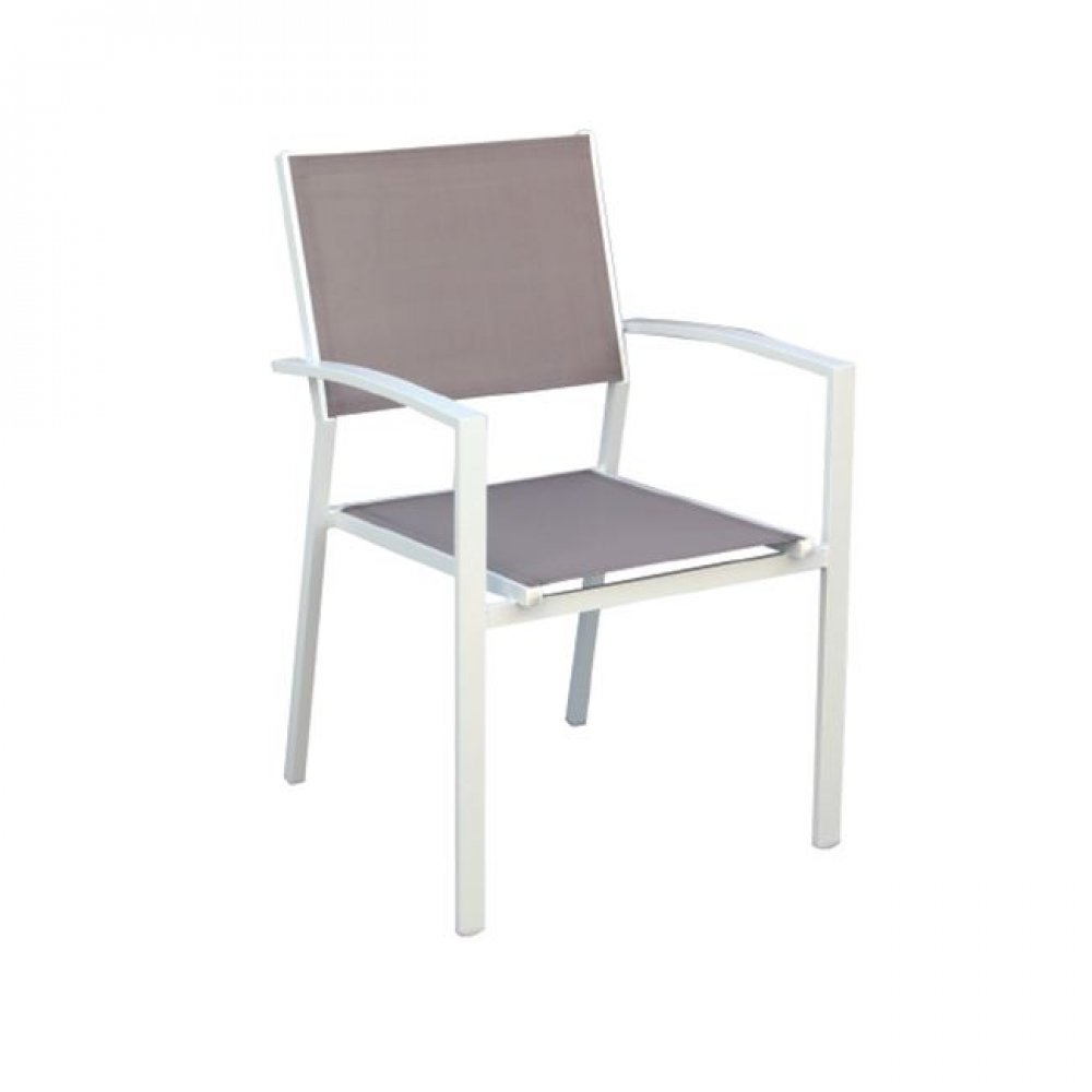 Πολυθρόνα "SLING" αλουμινίου λευκή  με textilene σε χρώμα μπεζ 57x61x88
