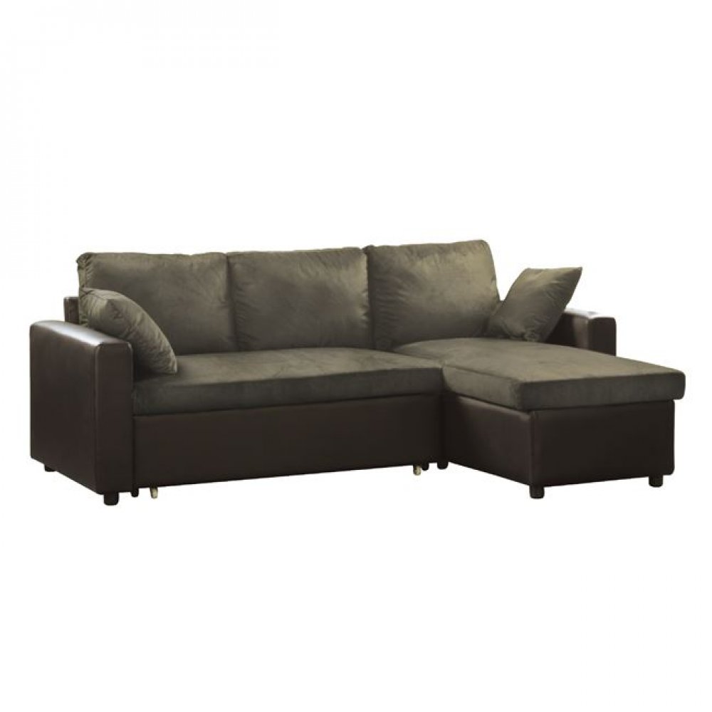 Καναπές-κρεβάτι "MONTREAL" γωνία αναστρέψιμος από τεχνόδερμα σε καφέ χρώμα 223x146x83