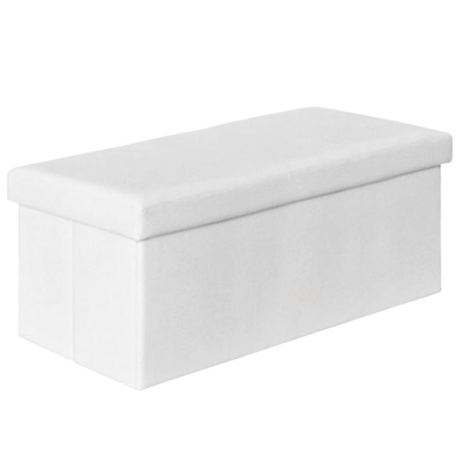 Σκαμπώ αποθηκευτικό "ORION" από τεχνόδερμα σε λευκό χρώμα 80x38x38