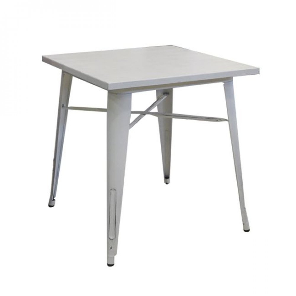 Τραπέζι "RELIX" μεταλλικό σε λευκό αντικέ χρώμα 80x80x75