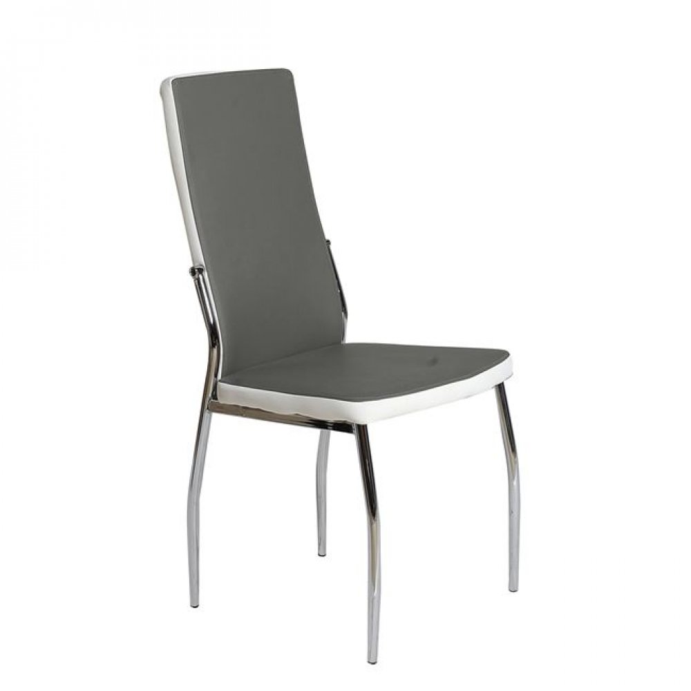 Καρέκλα "FRESH DUO" χρωμίου-pvc σε γκρι χρώμα 44x55x98
