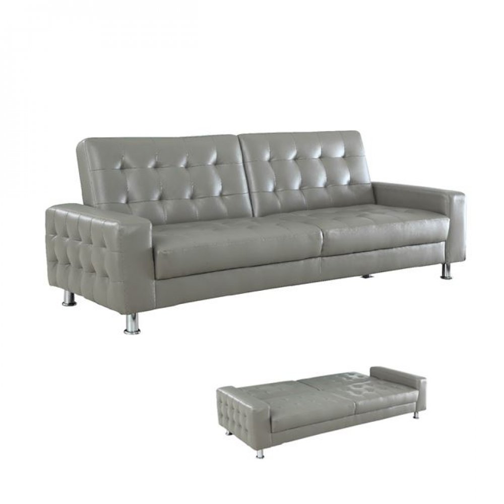 Καναπές-κρεβάτι "MOBY" τριθέσιος από τεχνόδερμα σε γκρι χρώμα 217x80x81