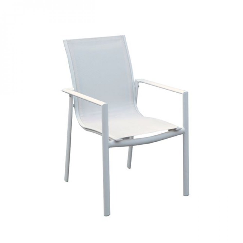 Πολυθρόνα "MANSON" αλουμινίου και textilene λευκό χρώμα 58x62x91