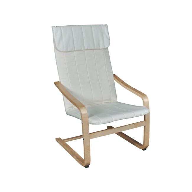 Πολυθρόνα "HAMILTON" από μασιφ σημύδα και ύφασμα σε λευκό χρώμα 59x73x99