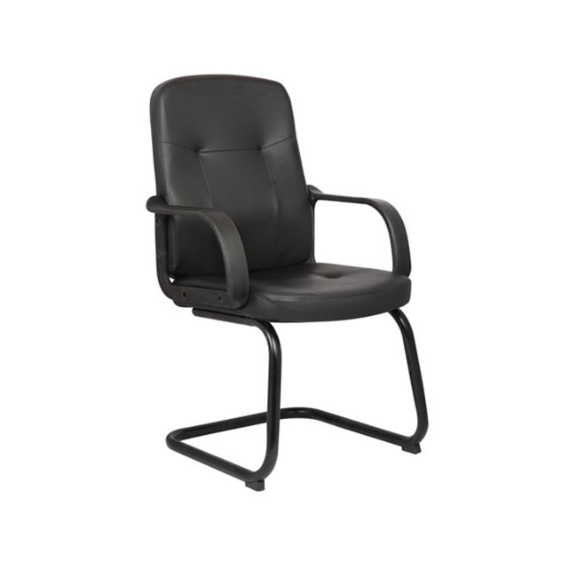 Πολυθρόνα επισκέπτη από τεχνόδερμα σε μαύρο χρώμα 57x59x95