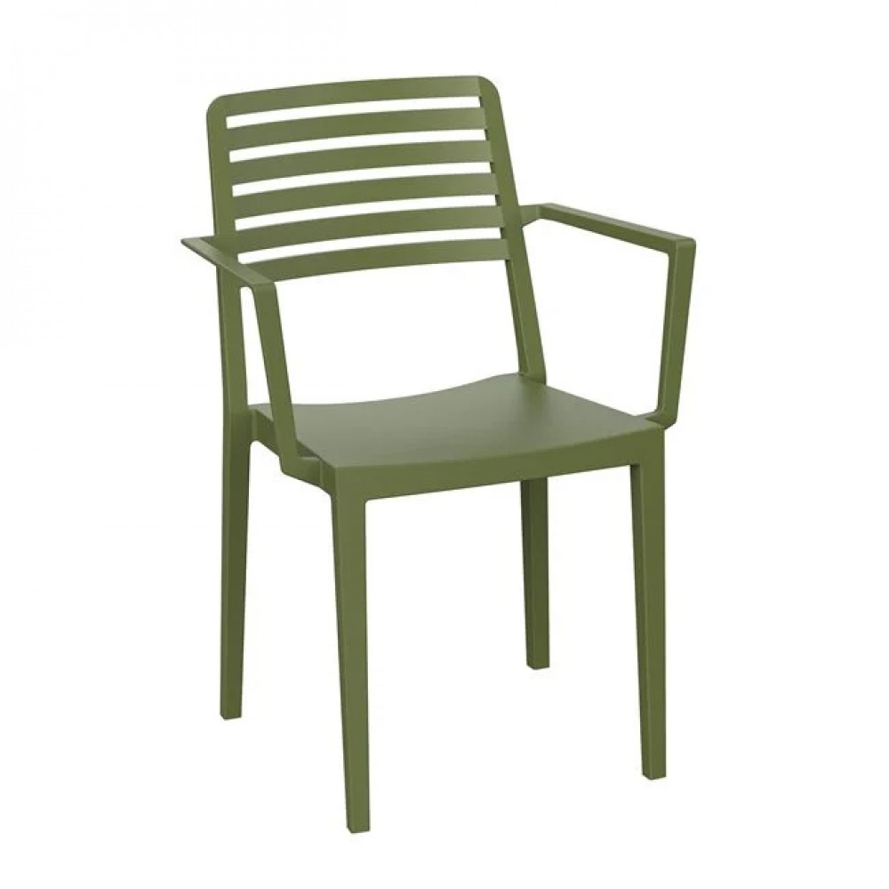 Πολυθρόνα εξωτερικού χώρου "NOLA" στοιβαζόμενη από pp/abs σε χρώμα λαδί 57x56x83