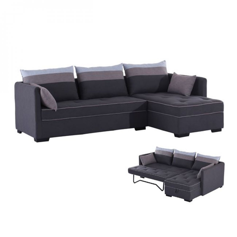 Καναπές-κρεβάτι "FLEXY" αριστερή γωνία από ύφασμα σε χρώμα γκρι 259x158x83