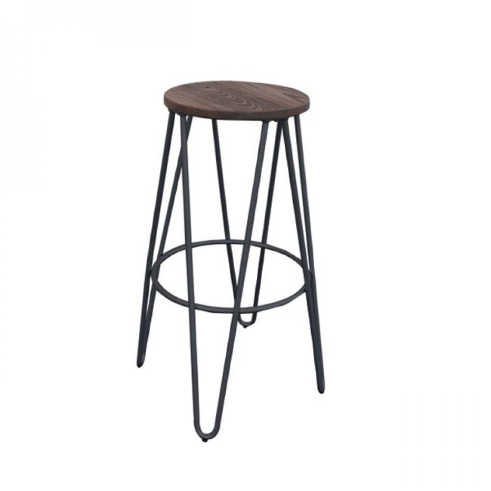 Σκαμπώ μπαρ "ARCO WOOD" μεταλλικό σε μαύρο χρώμα 33x76