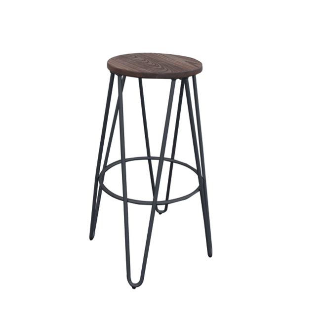 Σκαμπώ μπαρ "ARCO WOOD" μεταλλικό σε μαύρο χρώμα 33x76