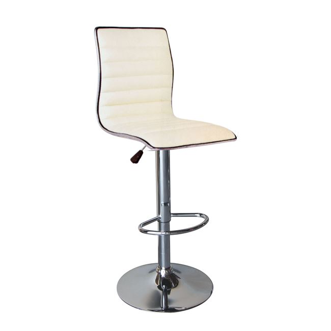 Σκαμπώ μπαρ "ALFI" μεταλλικό από τεχνόδερμα σε λευκό χρώμα 41x50x94/115