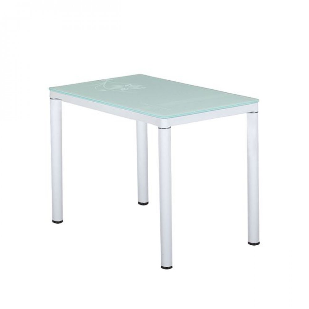 Τραπέζι "ARTEC" μεταλλικό σε λευκό χρώμα με γυάλινη επιφάνεια 120x70x74
