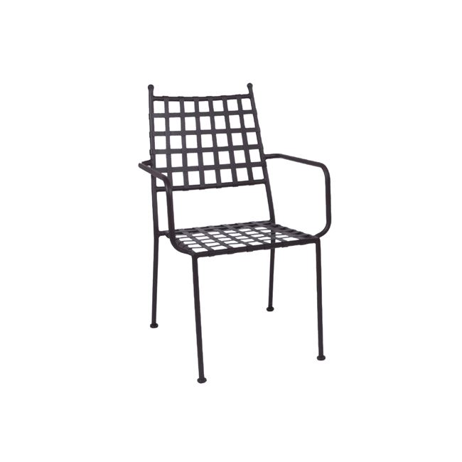 Πολυθρόνα "PATON"  μεταλλική με πλέγμα σε καφέ χρώμα 57x65x92