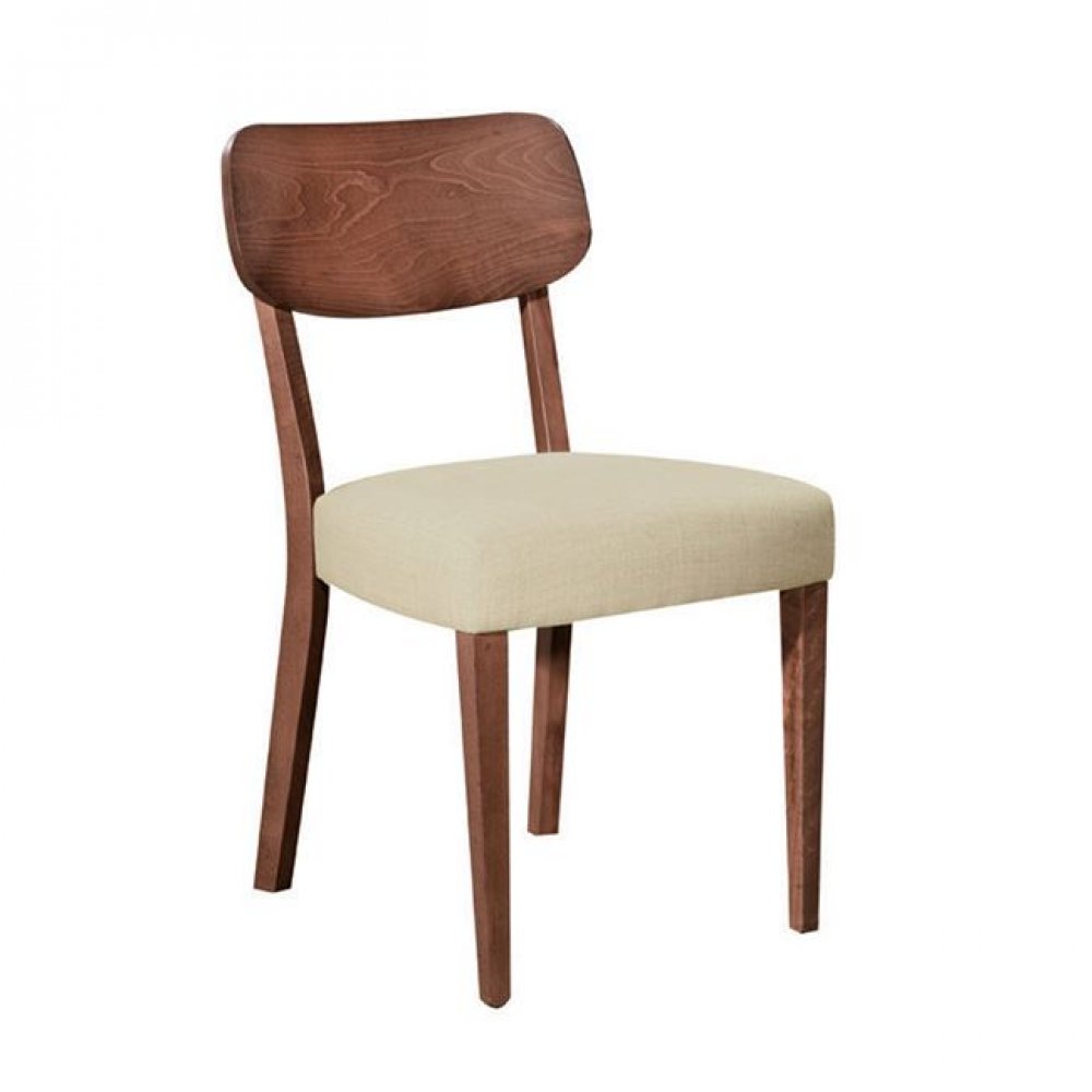 Καρέκλα "KLEBER" ξύλινη-υφασμάτινη σε χρώμα καρυδί-μπεζ 49x55x85