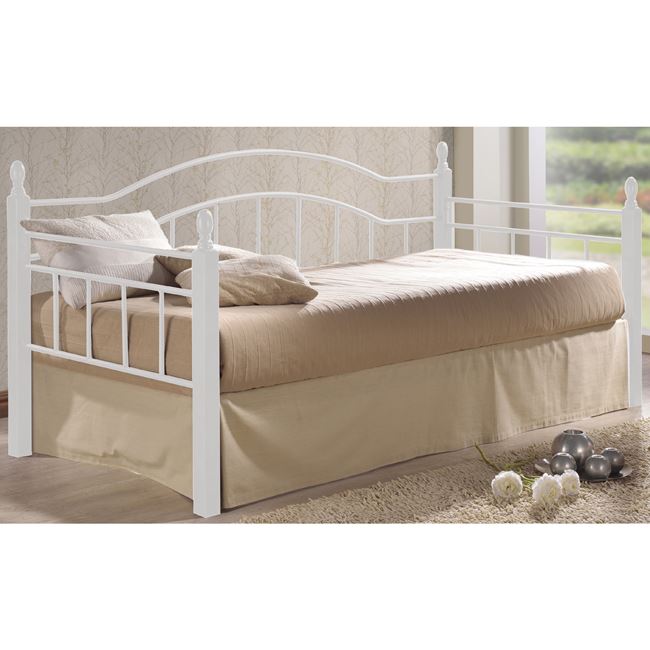 Κρεβάτι "VINCENT" μονό μεταλλικό σε λευκό χρώμα 98x201x99