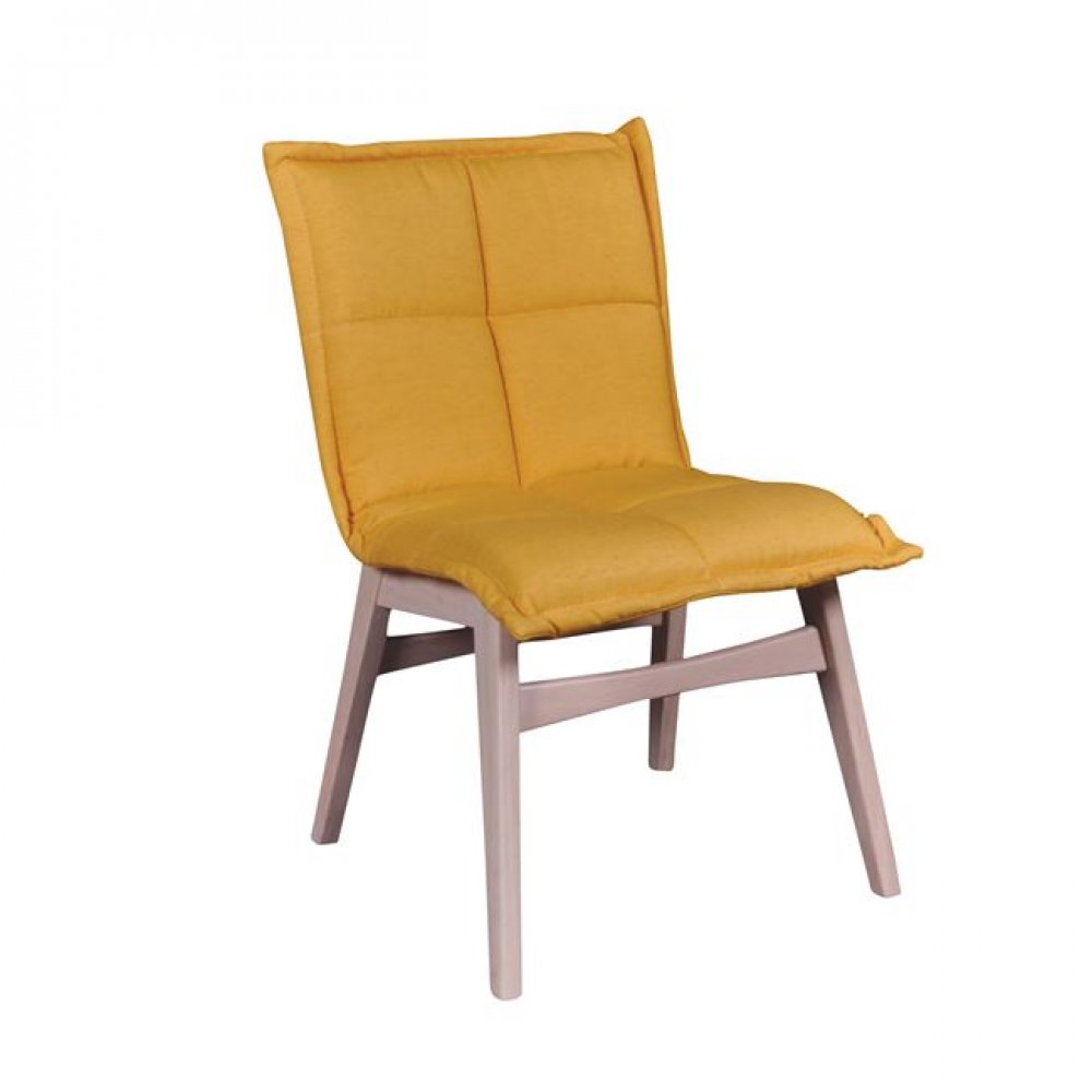 Καρέκλα "FOREX" ξύλινη-υφασμάτινη σε κίτρινο χρώμα 50x58x83