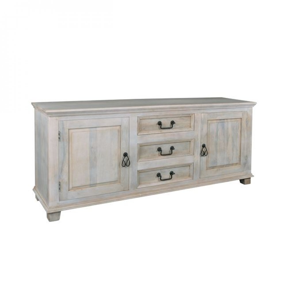 Μπουφές "MAISON SARDAR" ξύλινος μασιφ σε χρώμα αντικέ λευκό 175x45x76