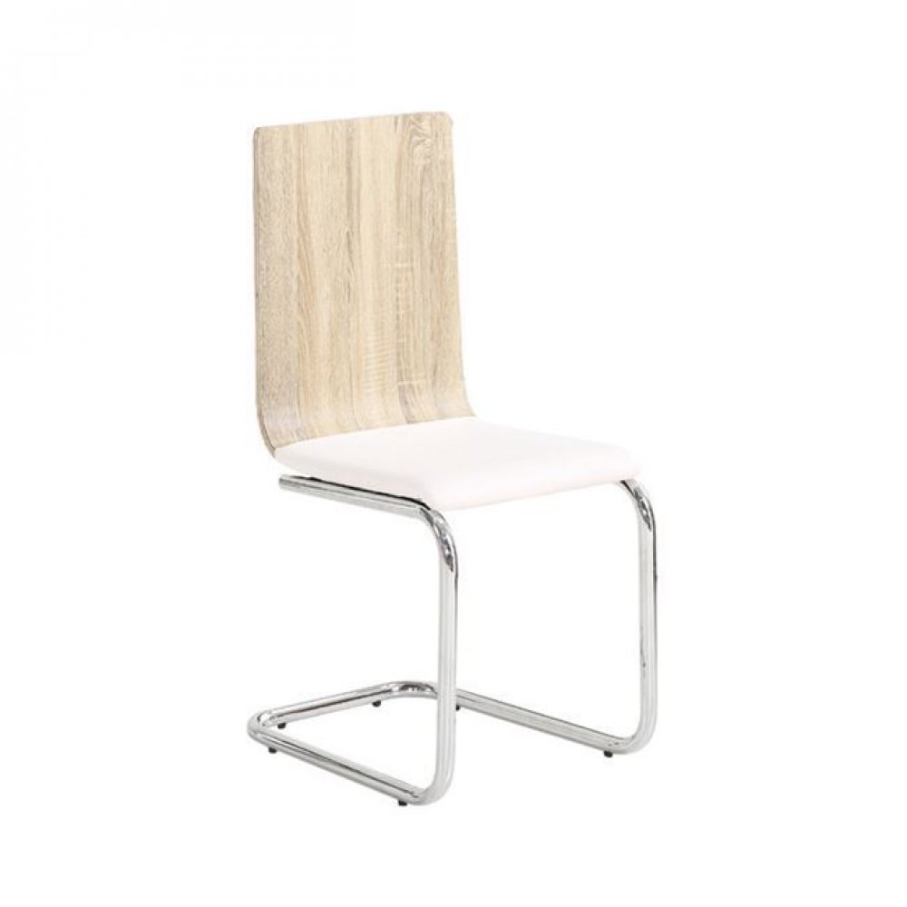 Καρέκλα "LORD" χρωμίου-pu σε χρώμα σημύδας-εκρού 40x53x90