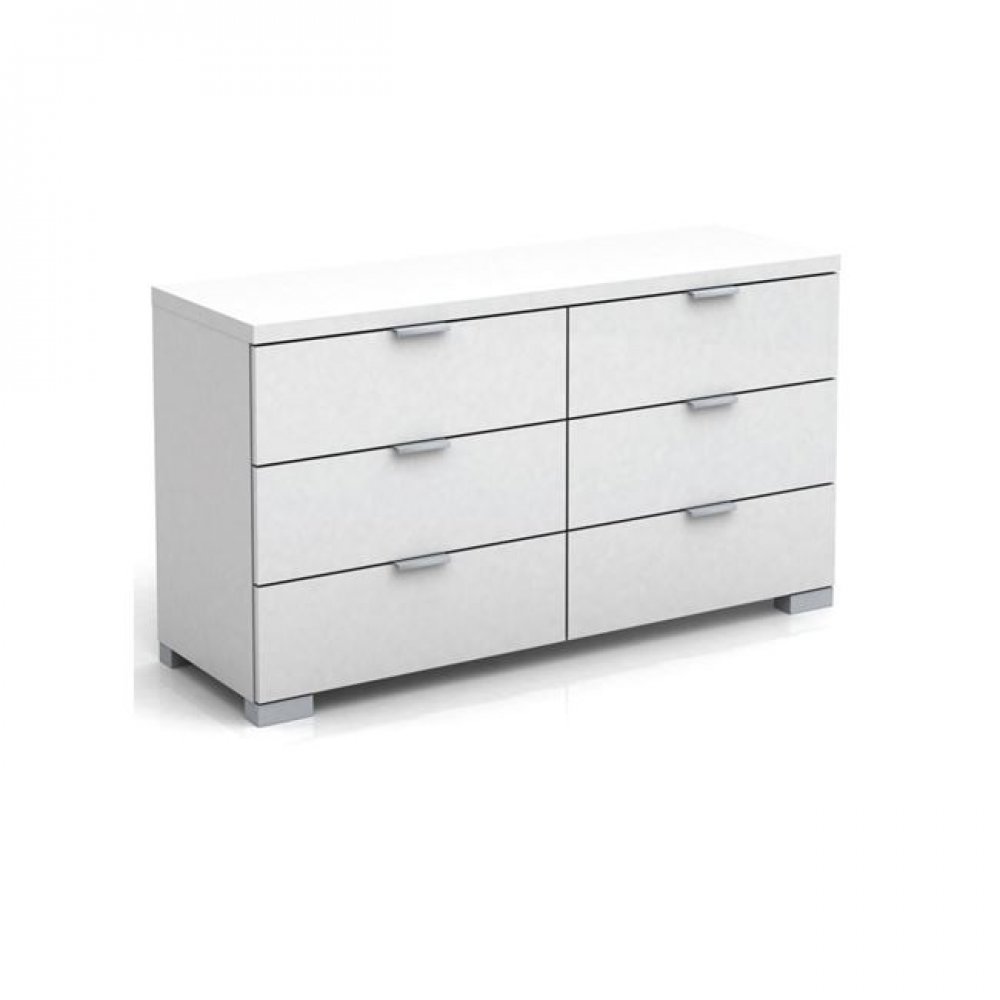 Συρταριέρα "ALEXIA" με 6 συρτάρια σε χρώμα λευκό 140x39x67