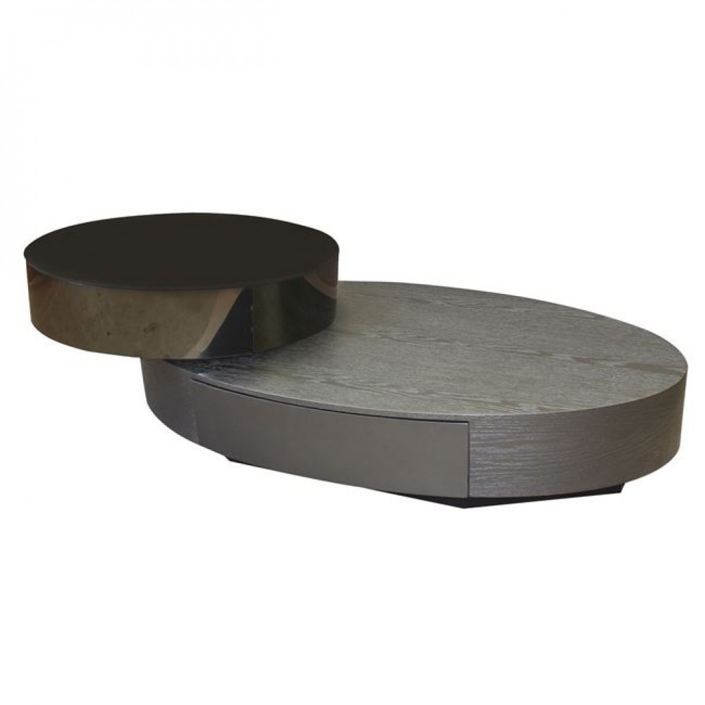 Τραπεζάκι σαλονιού "BONI" σε χρώμα μαύρο/ζεμπράνο 124x70x22/39