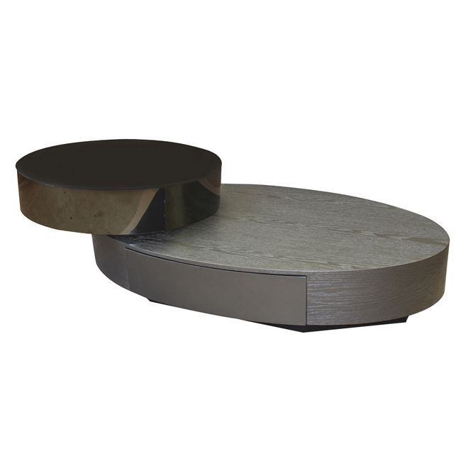 Τραπεζάκι σαλονιού "BONI" σε χρώμα μαύρο/ζεμπράνο 124x70x22/39