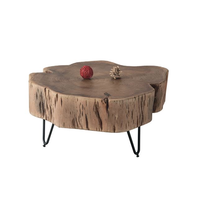 Τραπεζάκι σαλονιού "DUNNO" ακακία-φυσικό μεταλλικό-μαύρο 58x56x30