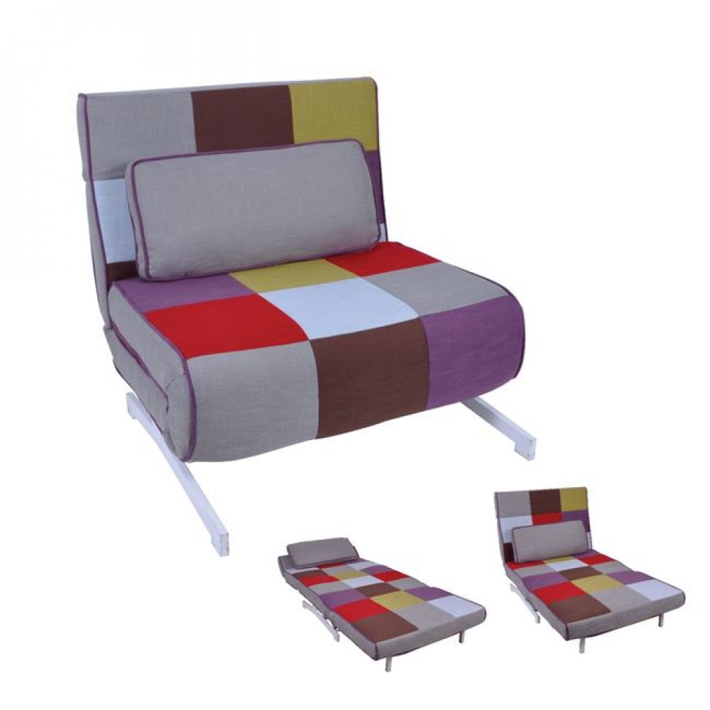 Πολυθρόνα-κρεβάτι "FALCO"  από ύφασμα patchwork 90x89x88