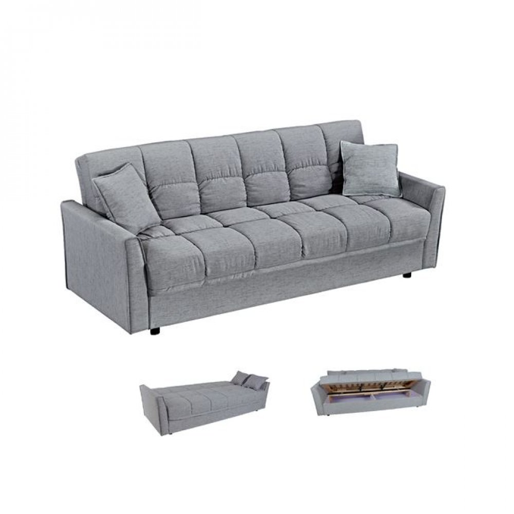Καναπές-κρεβάτι "FORMER" τριθέσιος υφασμάτινος σε γκρι χρώμα 219x83x87