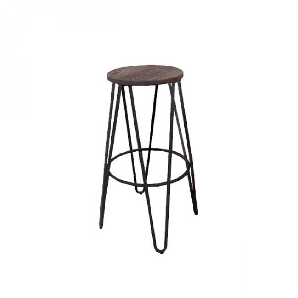 Σκαμπώ μπαρ "ARCO WOOD"  μεταλλικό σε χρώμα αντικέ μαύρο 33x76