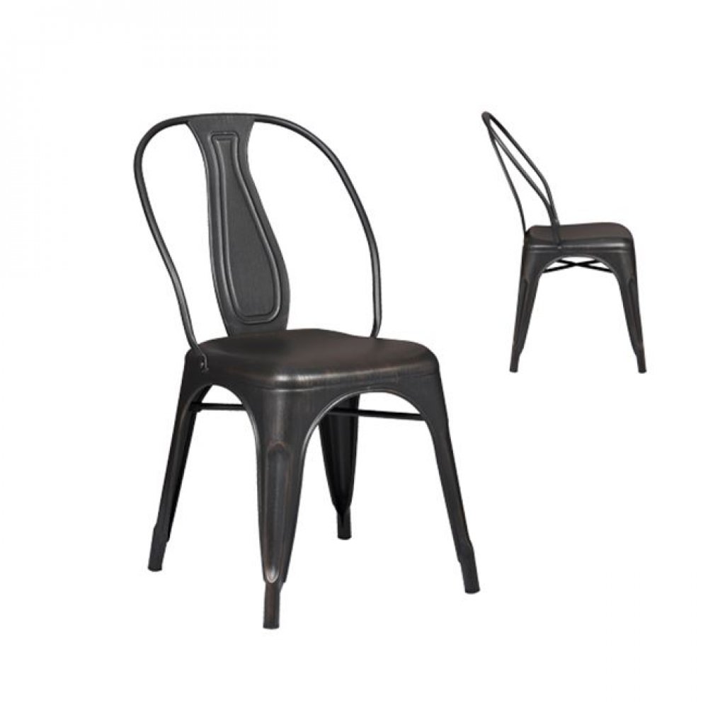 Καρέκλα "RELIX" μεταλλική σε αντικέ μαύρο χρώμα 47x54x85