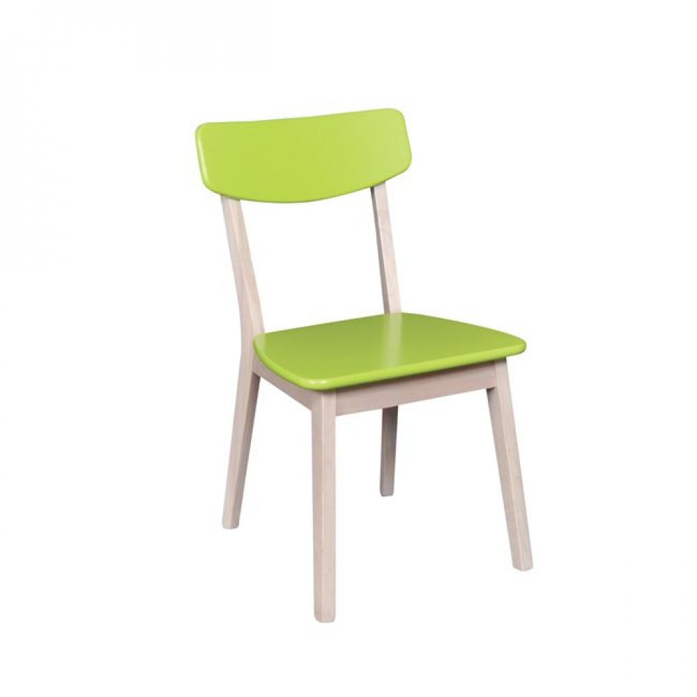 Καρέκλα "CALVIN" ξύλινη σε white wash-πράσινη 45x52x80
