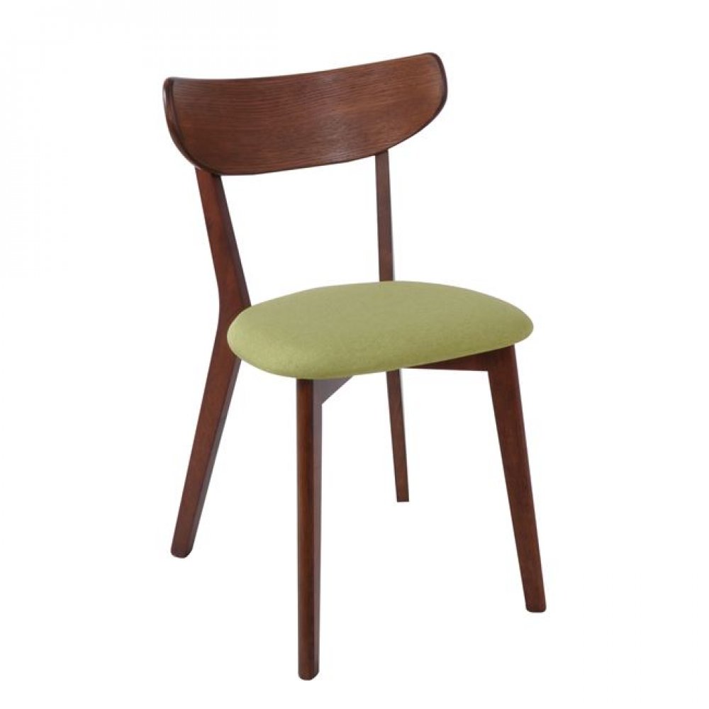 Καρέκλα "LAURA" ξύλινη-υφασμάτινη σε καρυδί-lime χρώμα 48x48x82