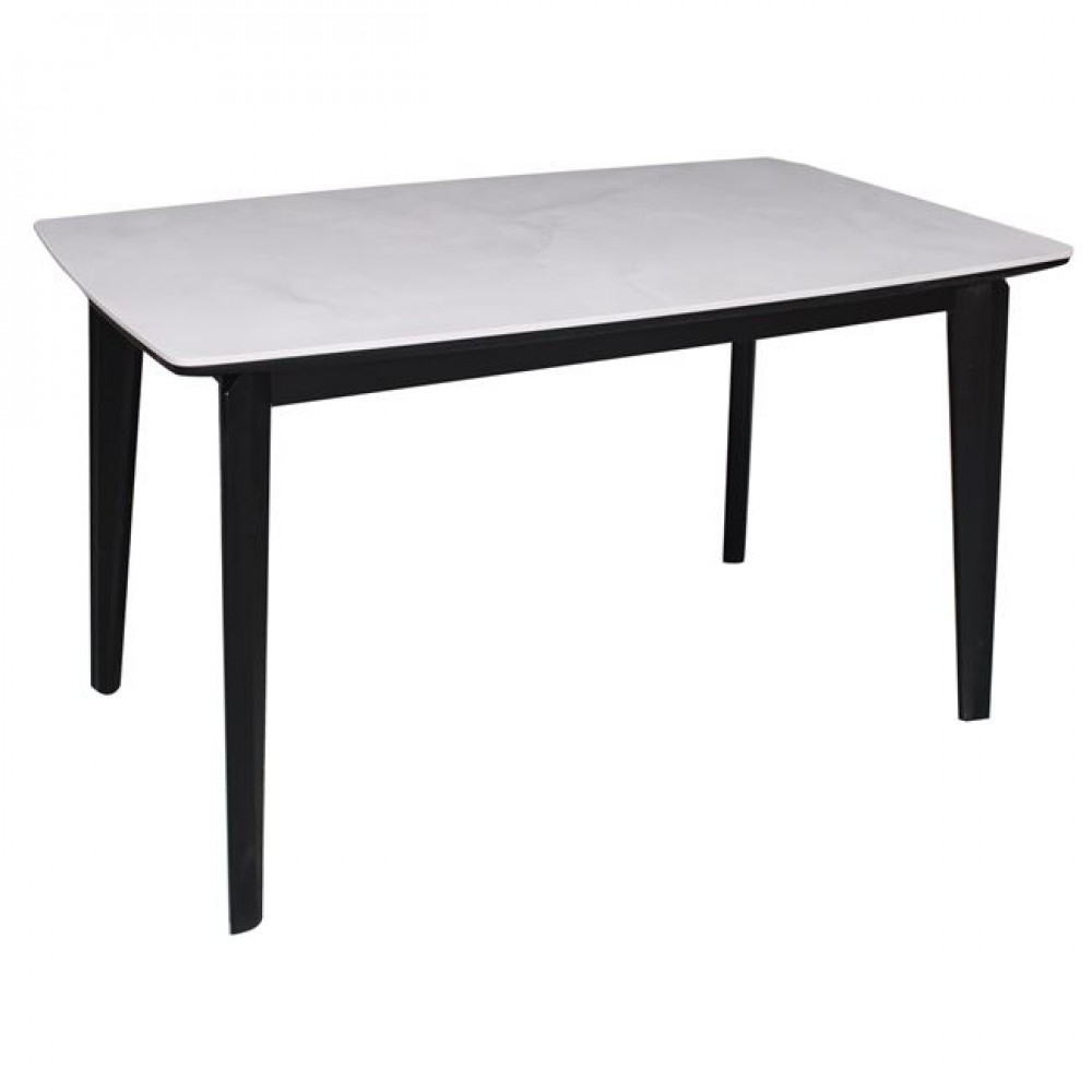 Τραπέζι "DANNY" από ξύλο/sintered stone σε χρώμα μαύρο/λευκό μαρμάρου 130x80x75