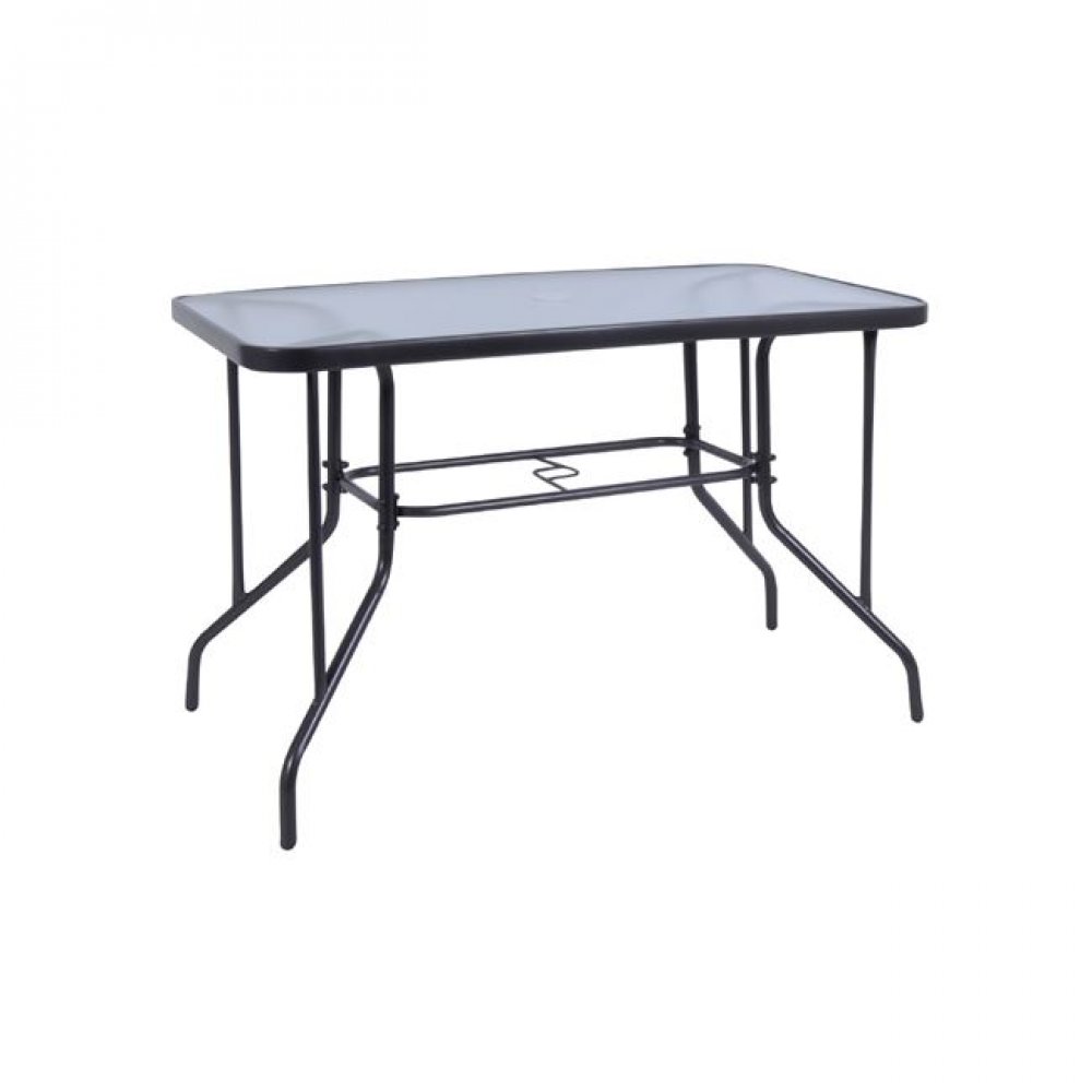 Τραπέζι "BALENO" μεταλλικό σε χρώμα γκρι με γυάλινη επιφάνεια 110x60x71