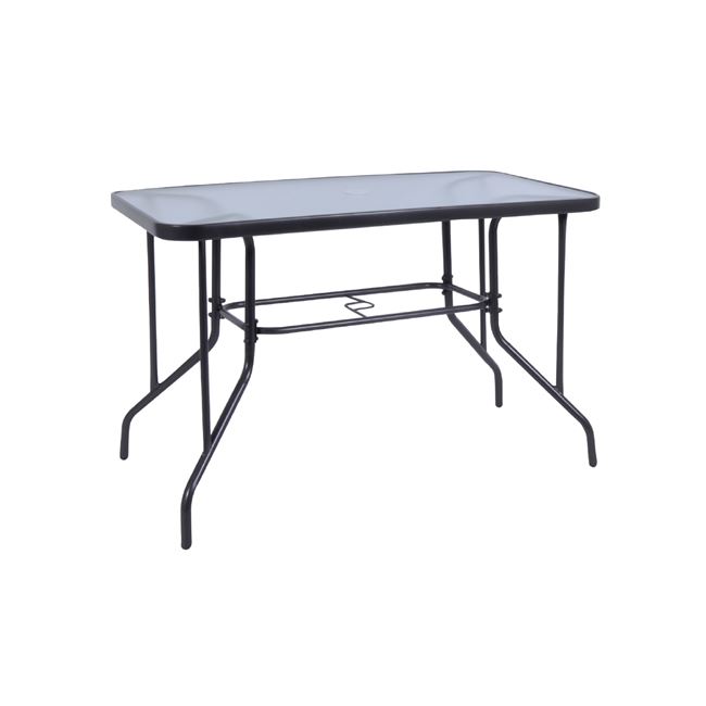 Τραπέζι "BALENO" μεταλλικό σε χρώμα γκρι με γυάλινη επιφάνεια 110x60x71